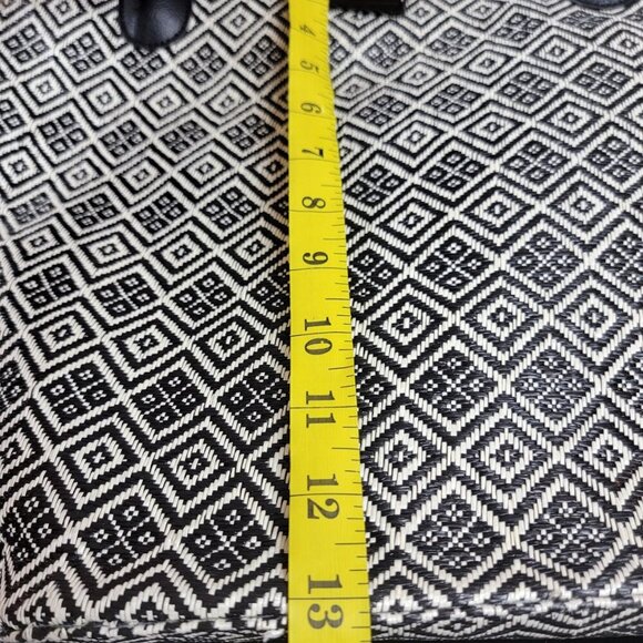 🖤 Neiman Marcus Black & Cream Woven Tote Bag | Boho Chic Oversized Shoulder Bag - Picture 10 of 11